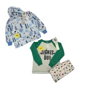 Holiday Pajamas 4/5 Lights snowman fleece christmas pjs